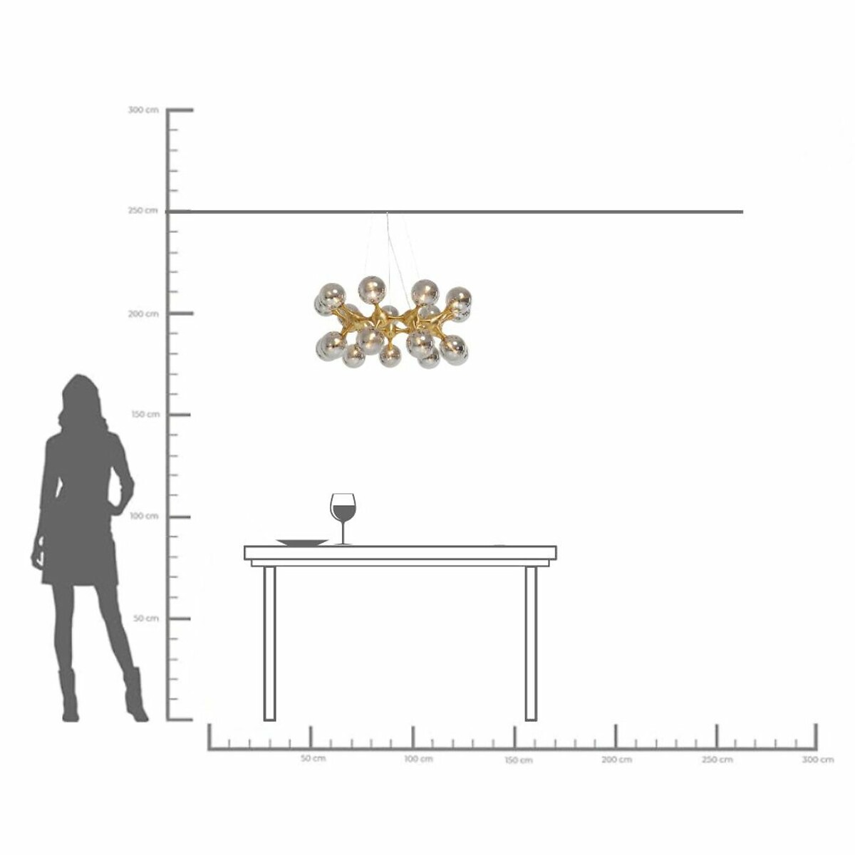 Hängeleuchte Atomic Balls Brass Ø74cm silberfarben, KARE DESIGN