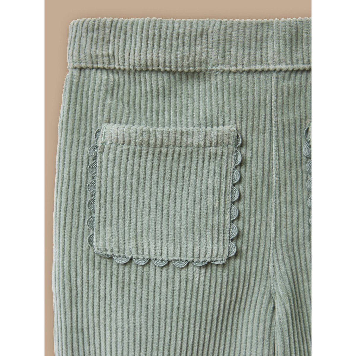 Pantalon en velours festonné vert pastel, CYRILLUS