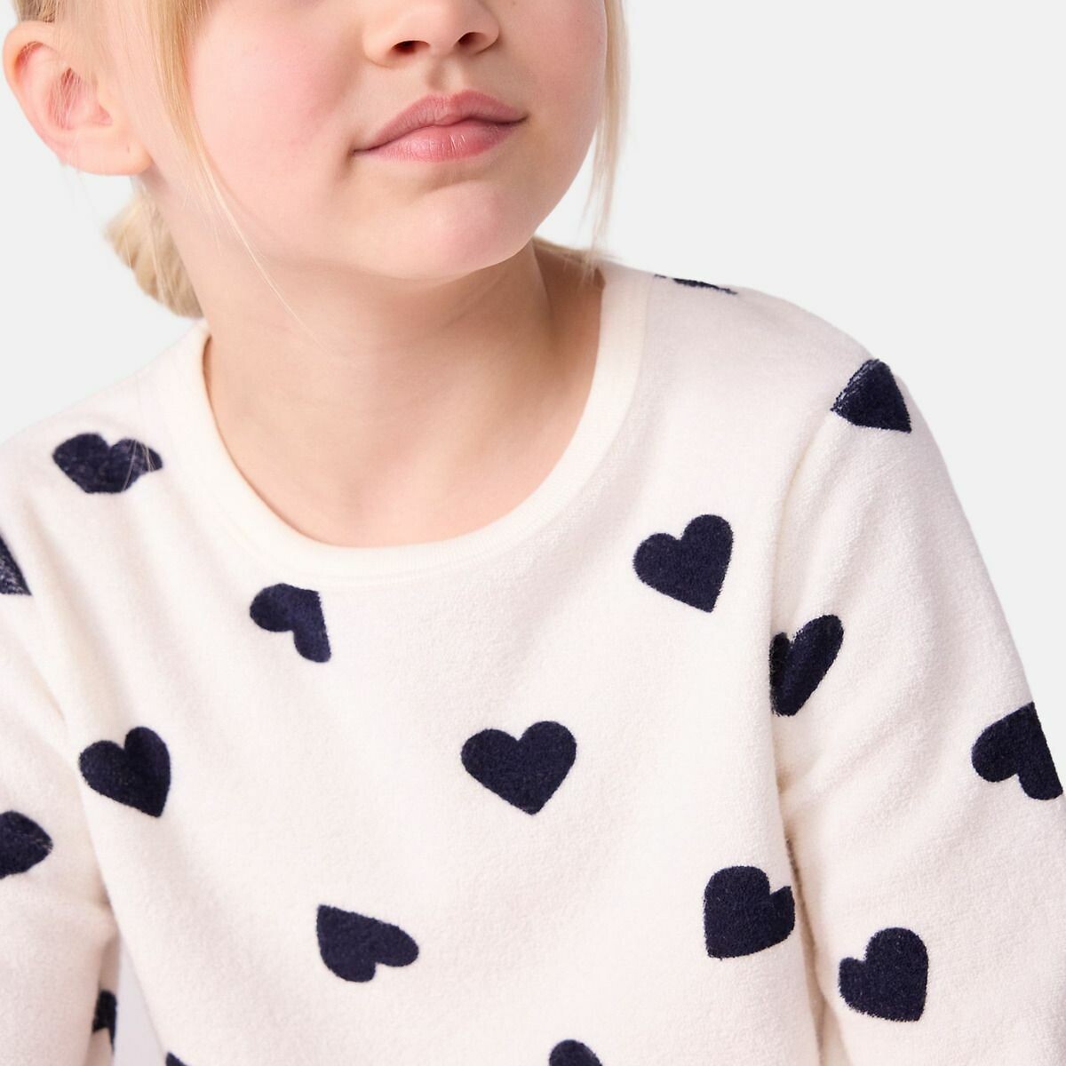 Pyjama enfant en coton éponge imprimé cœurs imprimé coeur, PETIT BATEAU