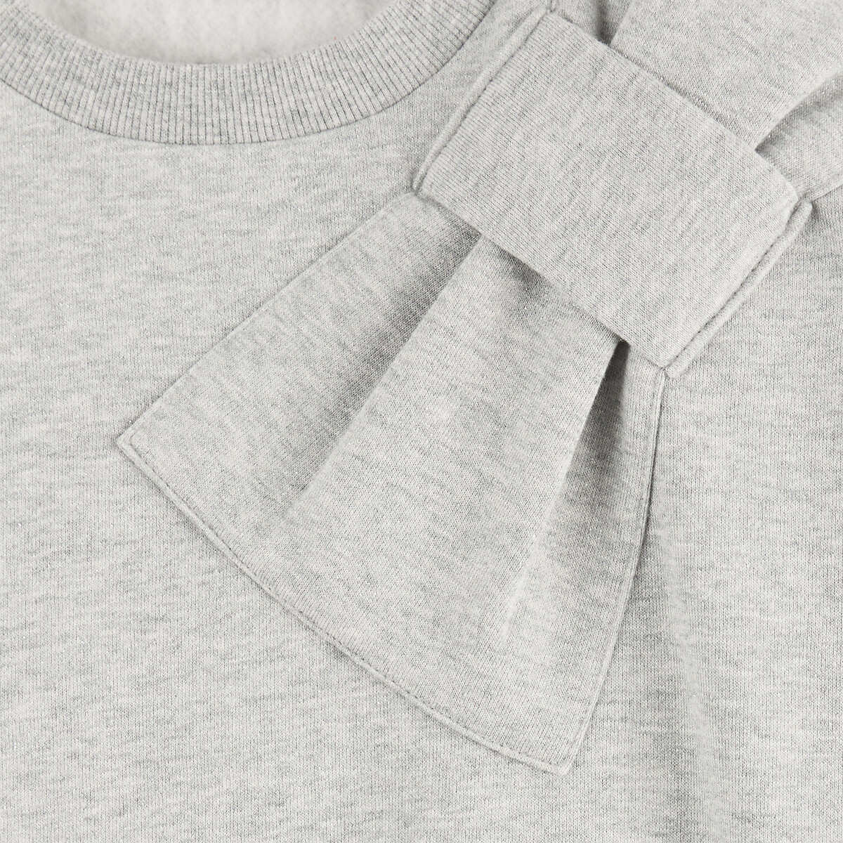 Fleece Sequin Crew Neck Shoulder Bow Detail Sweatshirt grey, LA REDOUTE COLLECTIONS