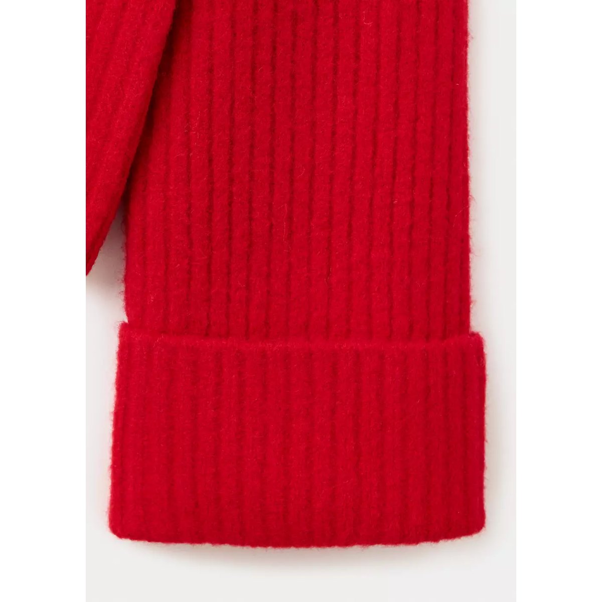 Pull-over à col montant en maille côtelée rouge, MANGO