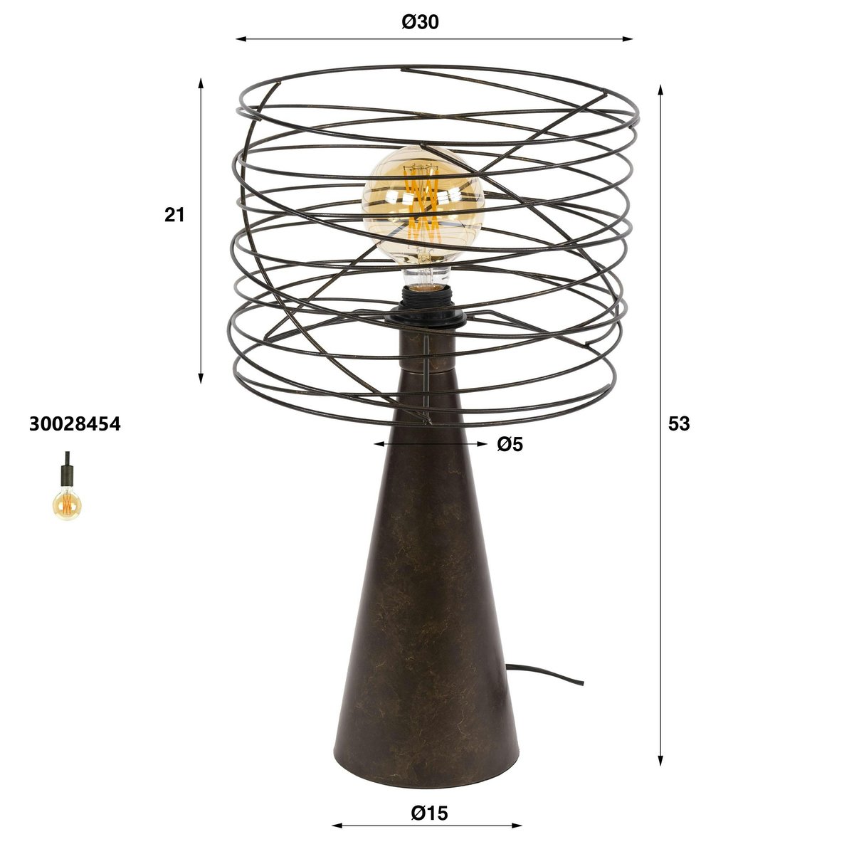 Lampe de salon en métal, abat-jour fil RALF brun, PIER IMPORT
