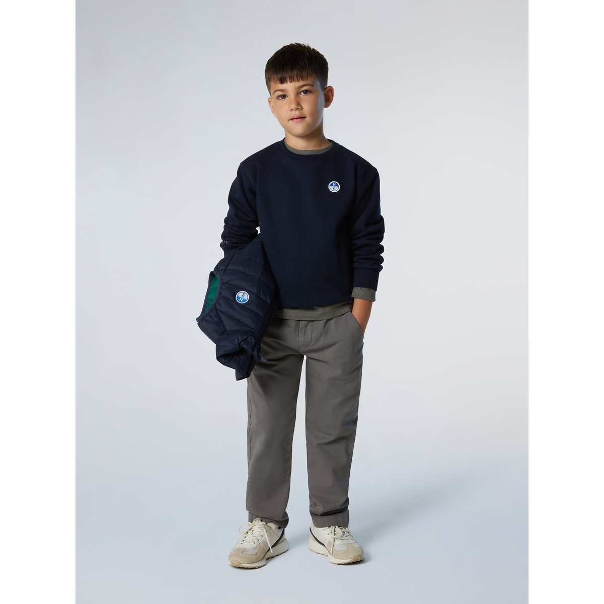 Sweat-shirt avec empiècement logo bleu marine, NORTH SAILS