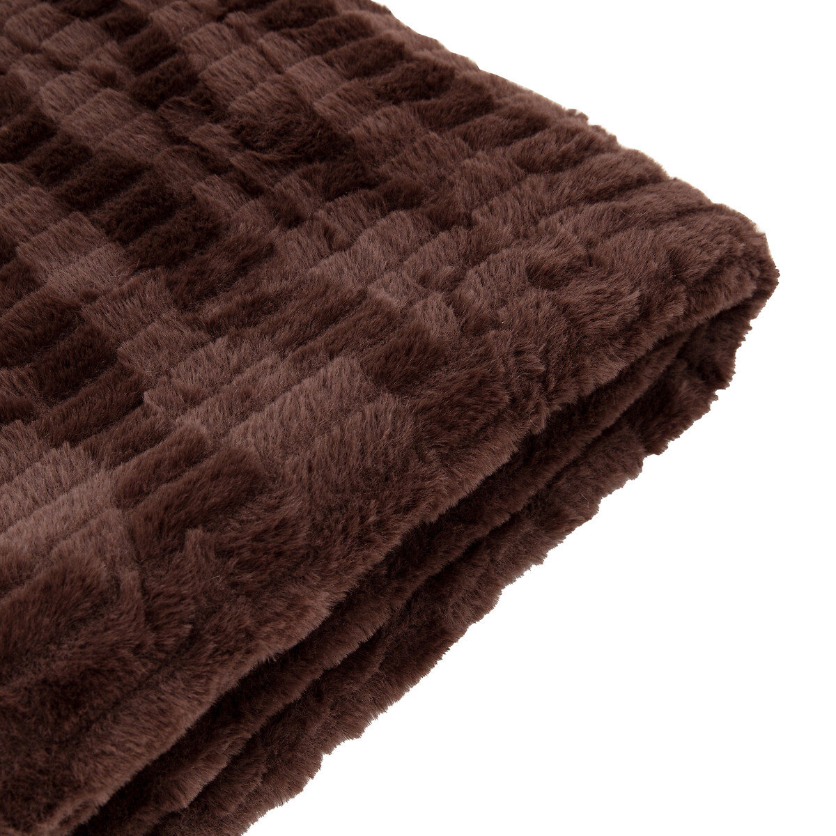 Textured Rabbit Faux Fur Throw brown , ÉDITÉ