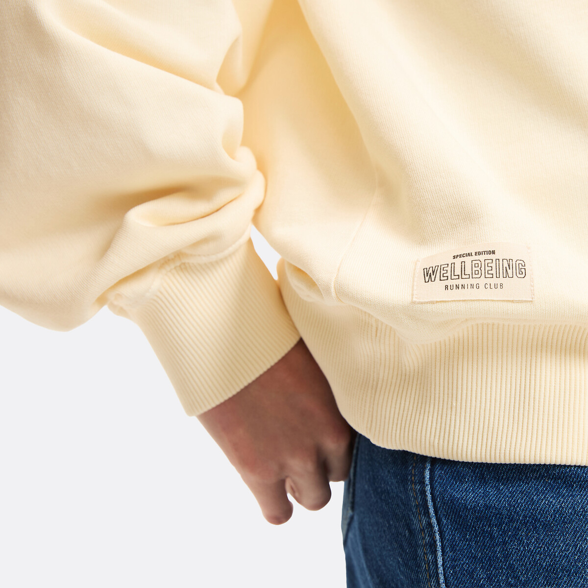Felpa con messaggio, vestibilità ampia, collo rotondo beige, LA REDOUTE COLLECTIONS