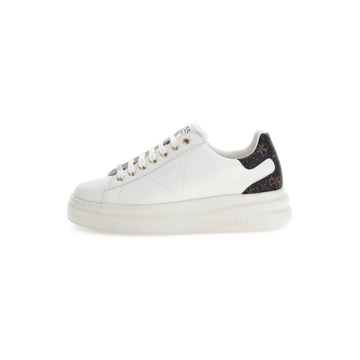 Sneaker Elbina Cuir Véritable marron multi, GUESS