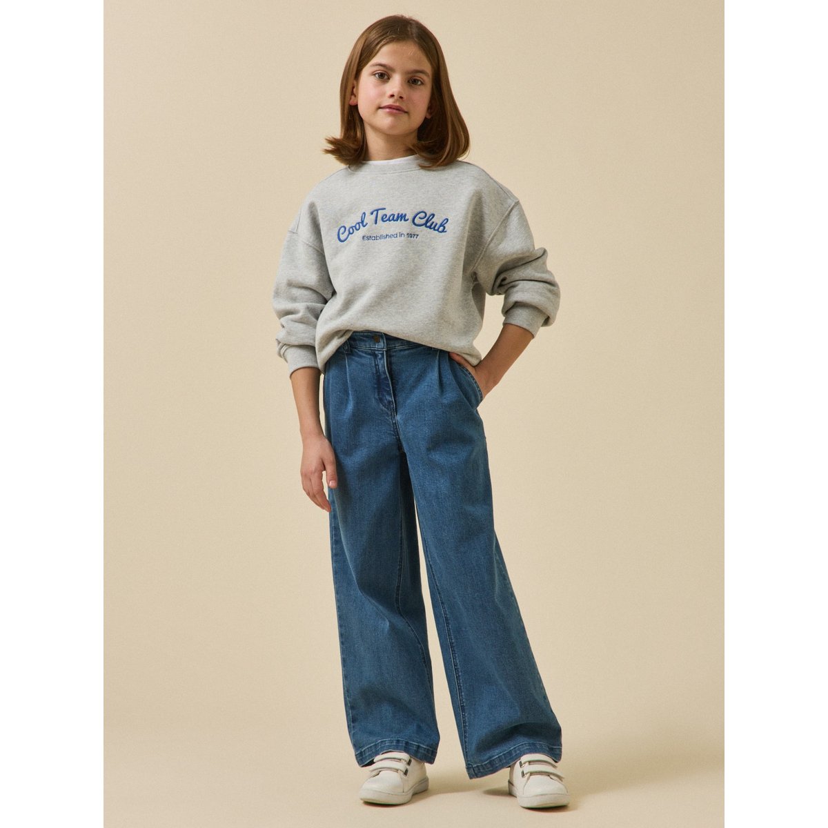 Sweat brodé - Collection JUNIOR gris chine, CYRILLUS