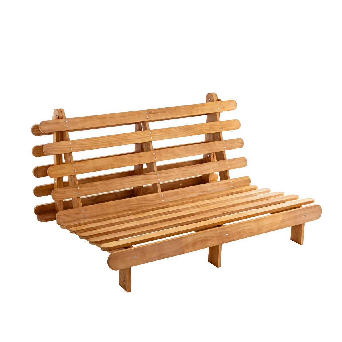 Ensemble matelas futon en coton et structure en bois massif naturel ecru, TERRE DE NUIT