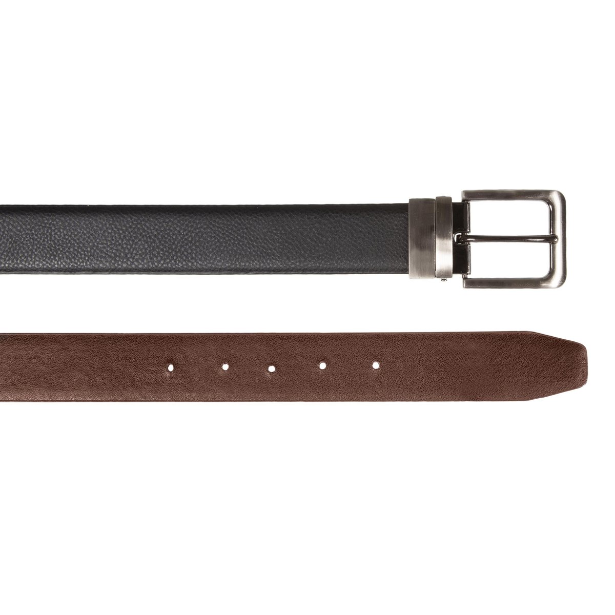 Ceinture réversible grainée multicolor noir/marron, ISOTONER