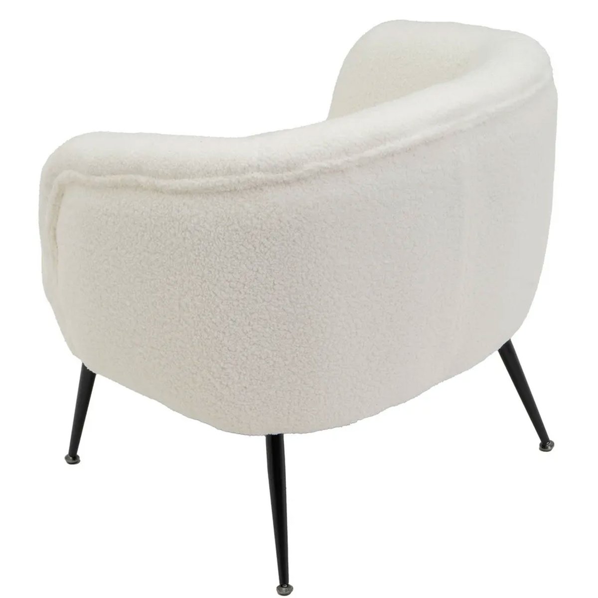 Fauteuil tissu bouclette blanc et pieds métal noir 76x69x70cm blanc, WADIGA