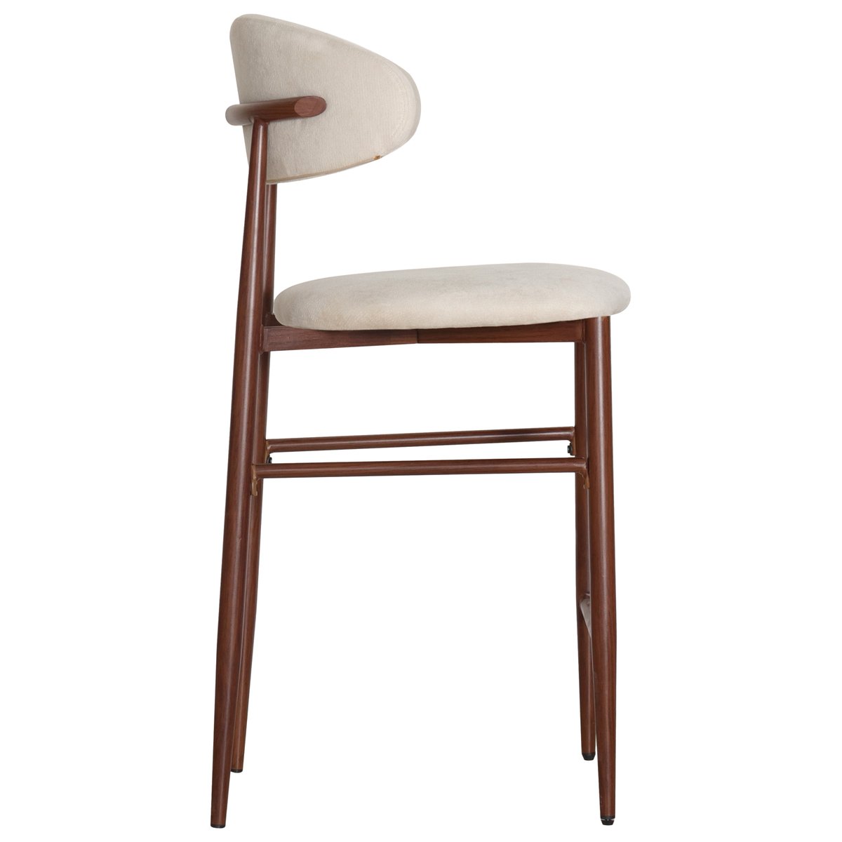 Tabourets de bar en tissu, lot de 2, Simon, SIMON beige, bois foncé, HAPPY GARDEN