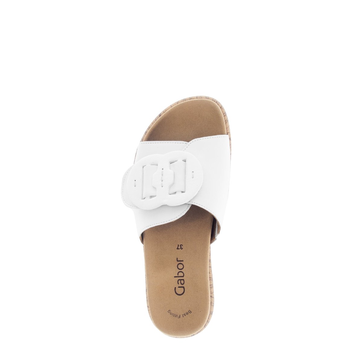 Mules en cuir à talon compensé blanc, GABOR
