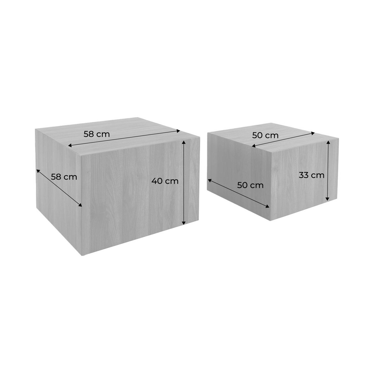 Set de 2 tables basses carrées gigognes décor bois SYLVA naturel, SWEEEK