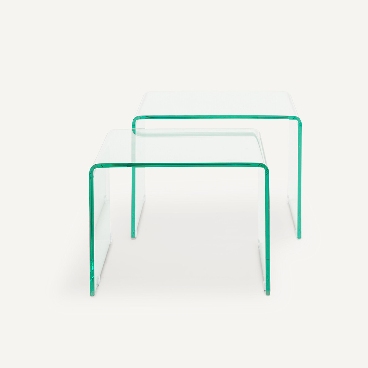 Lot de 2 bouts de canapé verre trempé, Cristalline transparent, AM.PM