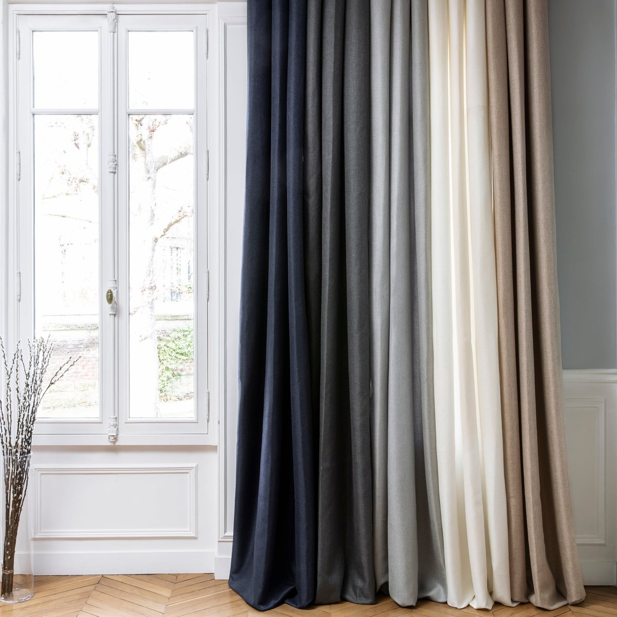 Rideau À Oeillets en Tissage toile à l'effet satiné COCONUT perle, MADURA