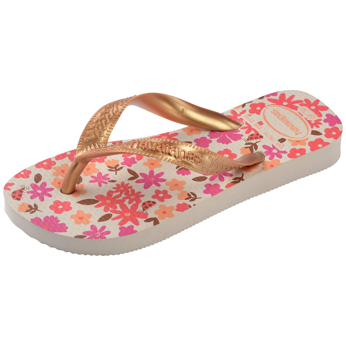 Teenslippers HAV KIDS FLORES beige/goudkleur, HAVAIANAS