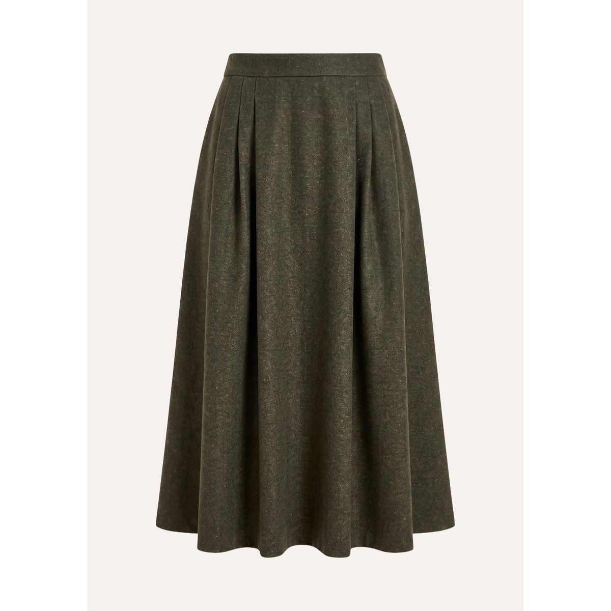Jupe longue en flanelle taille élastiquée kaki, LA FEE MARABOUTEE