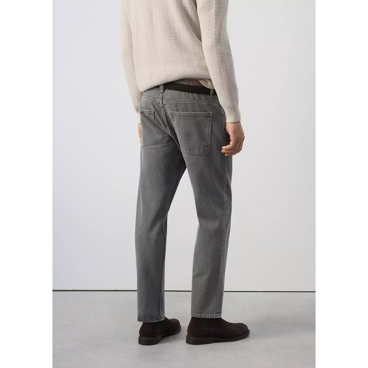 Jean regular-fit cropped gris denim, MANGO MAN