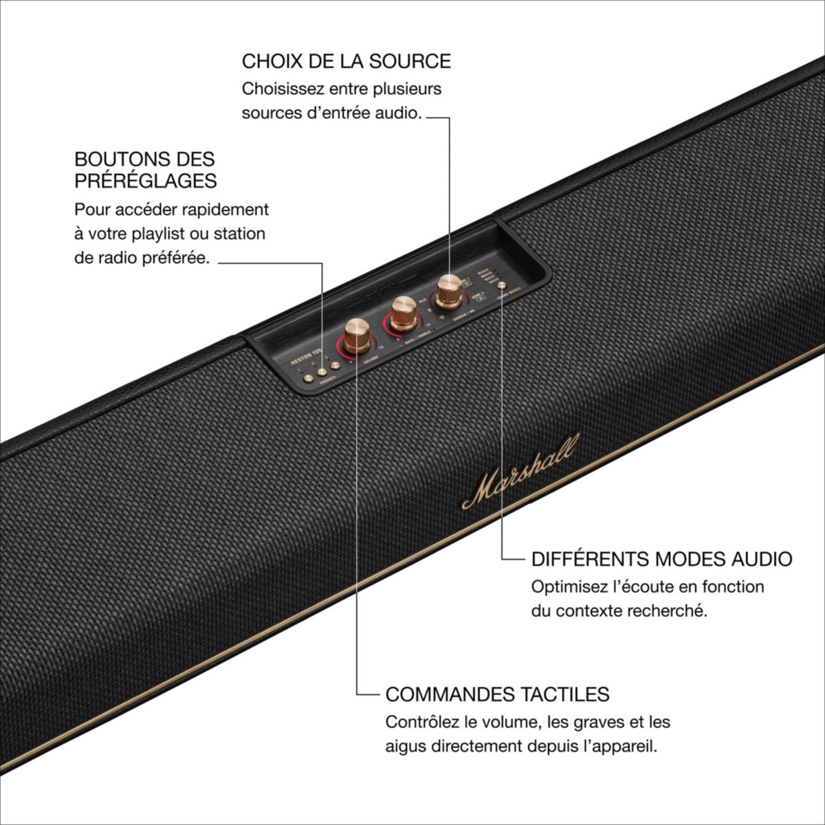 Barre de son HESTON 120 Noire noir, MARSHALL