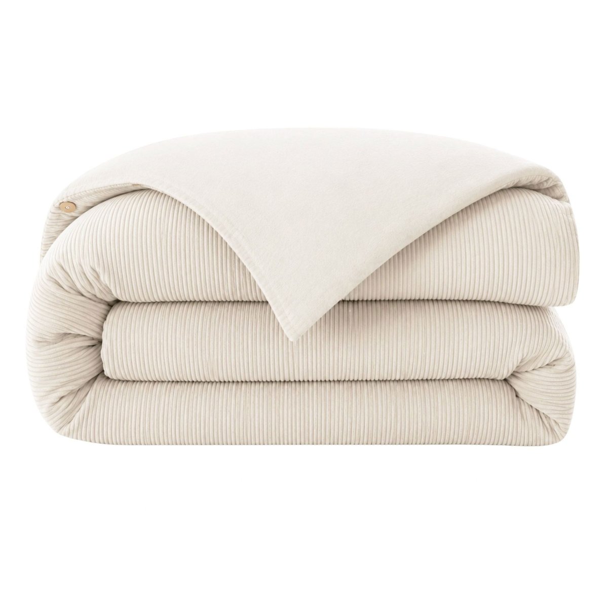 Housse de couette velours de coton côtelé ecru, TERRE DE NUIT