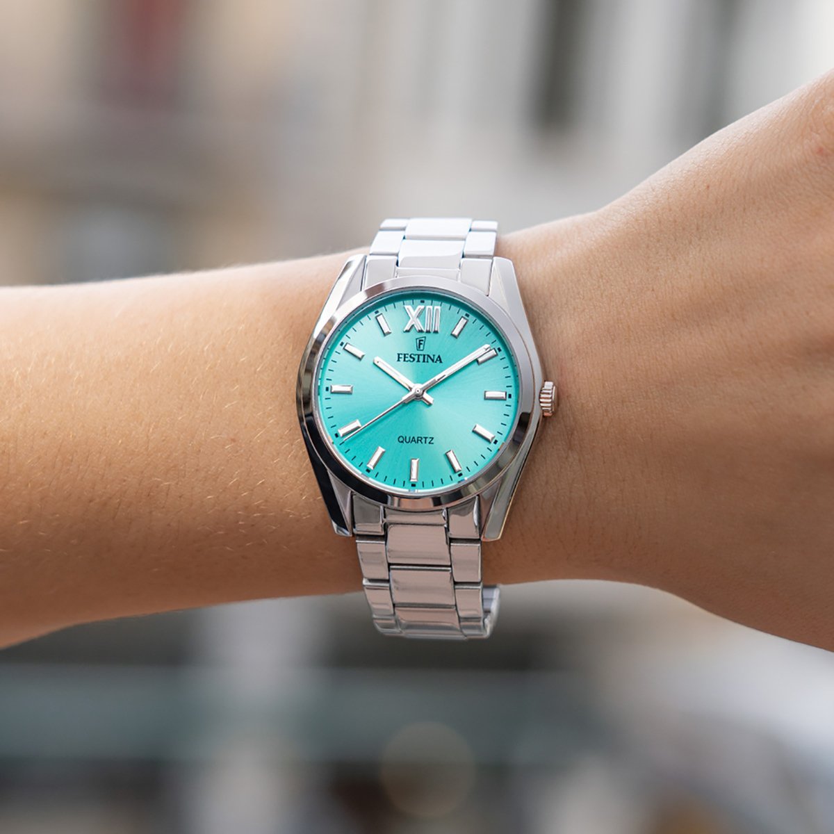 Montre Analogique BOYFRIEND argenté turquoise argenté, FESTINA