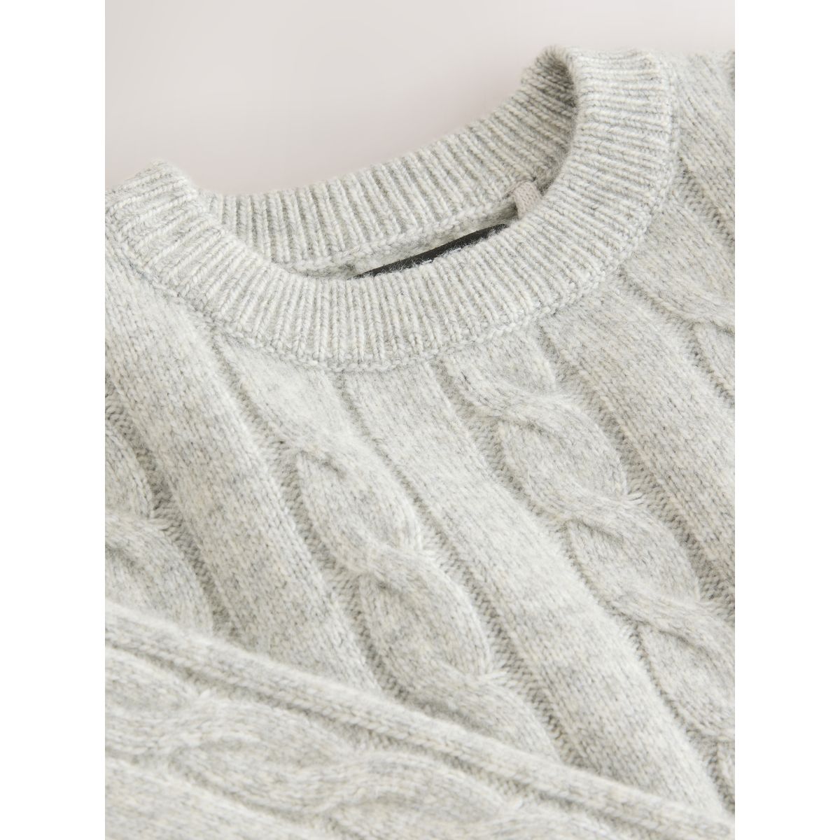 Pull ras du cou en maille torsadée gris, NEXT
