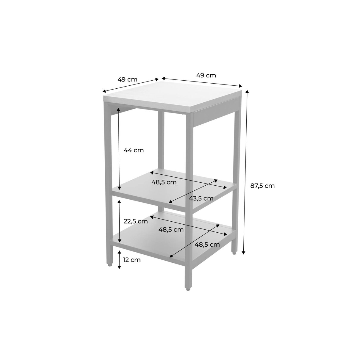 Module d'angle de cuisine extérieure acier 2 étagères L49cm NAXOS noir, SWEEEK