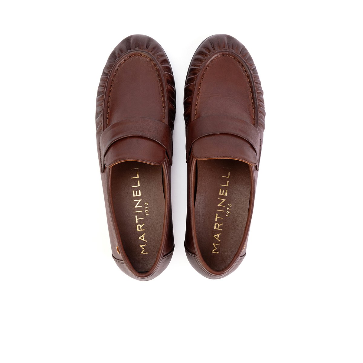 Mocassins cuir Baracchini cafe, MARTINELLI