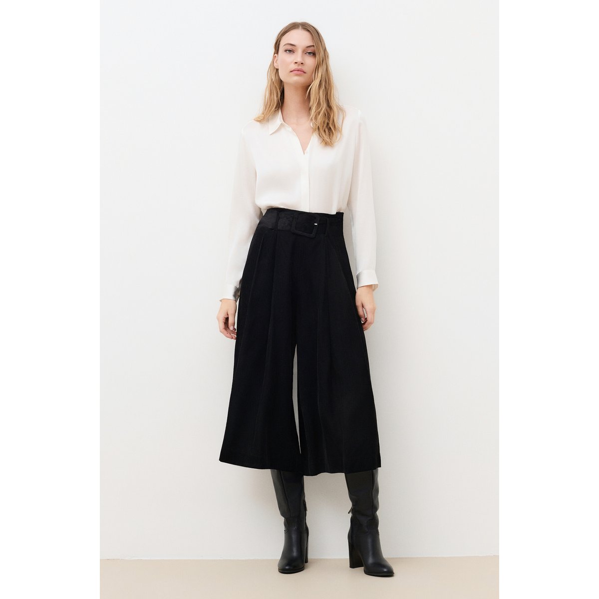 Pantalon ample ceinturé PALISTER marron foncé, CAROLL