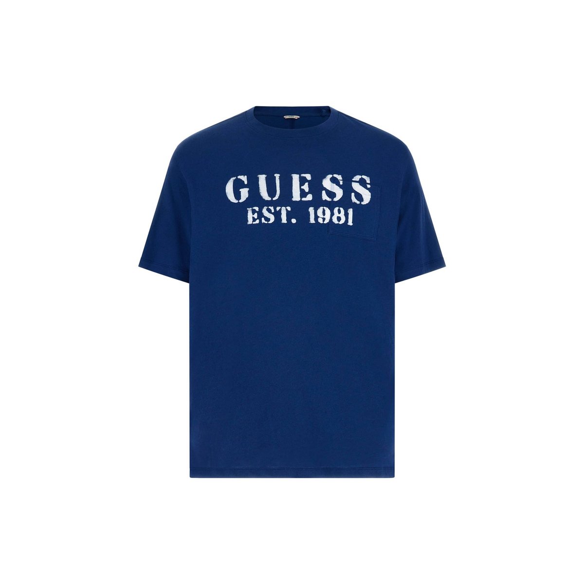 T-Shirt Logo Lin Mélangé bleu, GUESS