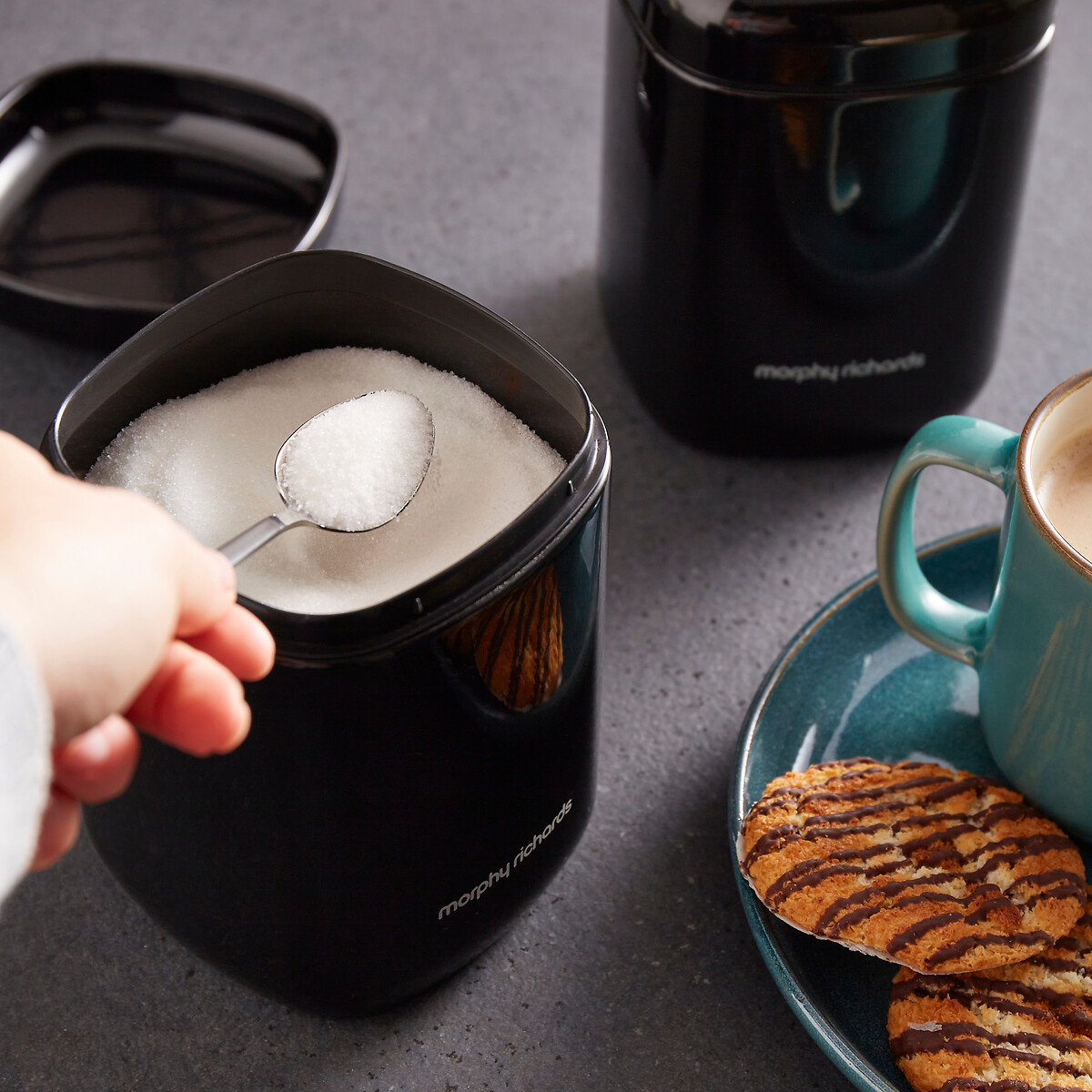 Set of 3 Equip Storage Canisters black, MORPHY RICHARDS