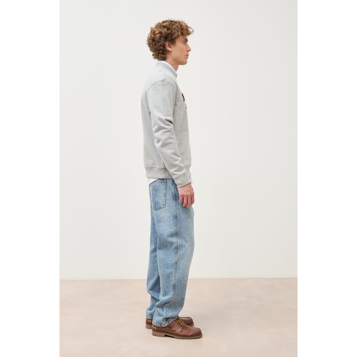 Sweat droit col rond manches longues gris clair, BONOBO