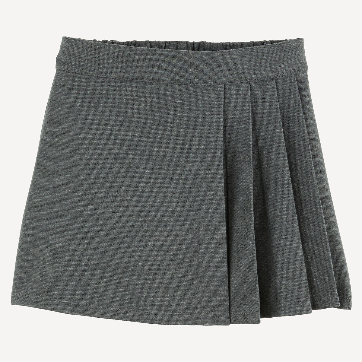 Jupe plissée en flanelle gris chiné, LA REDOUTE COLLECTIONS