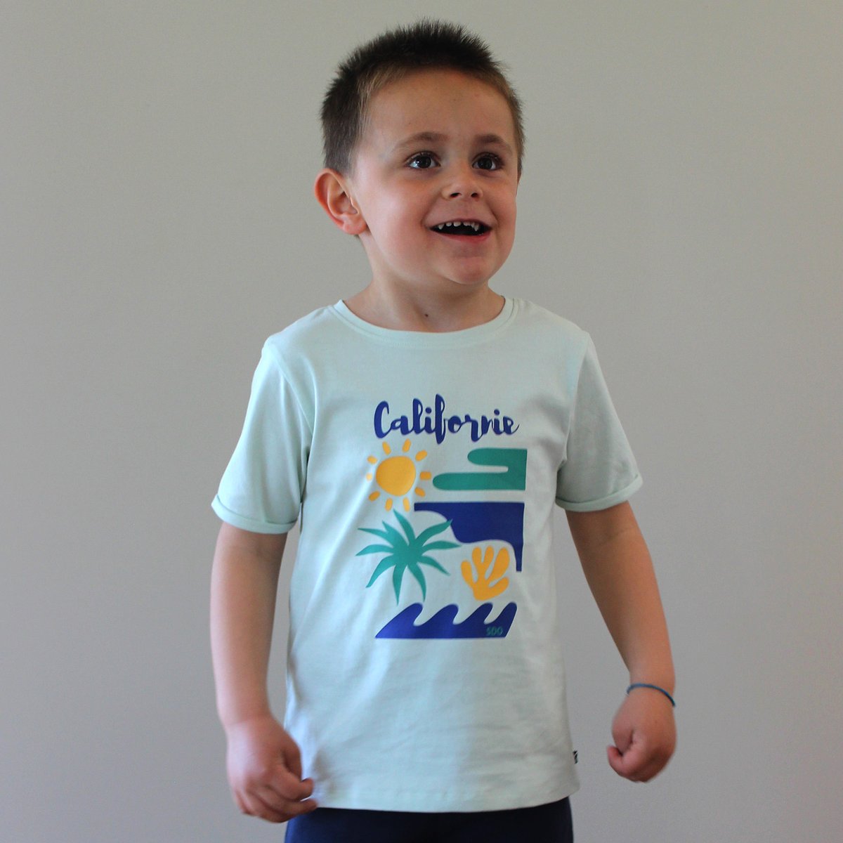Tee shirt laurian manches courtes enfant vert, SUCRE D'ORGE