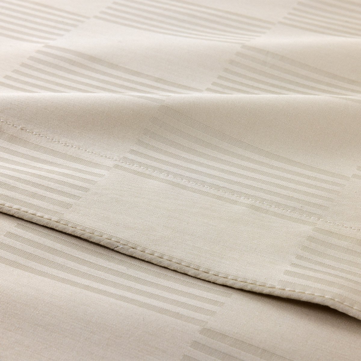 Drap plat en satin de coton ecru, DAMIER lune, DESFORGES
