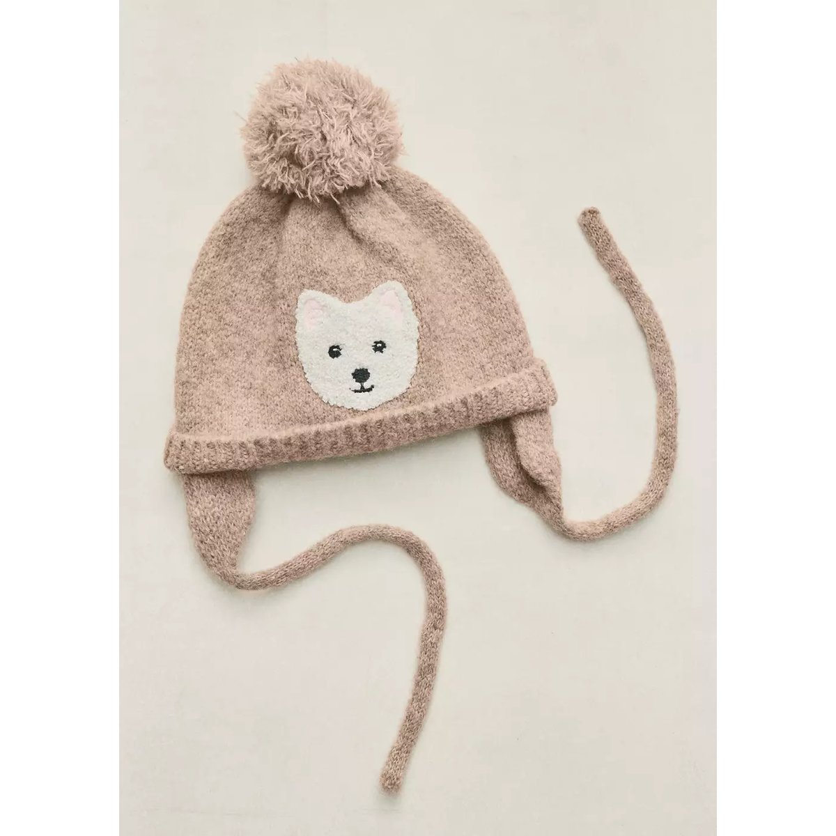 Bonnet en maille petit chien sable, MANGO BABY