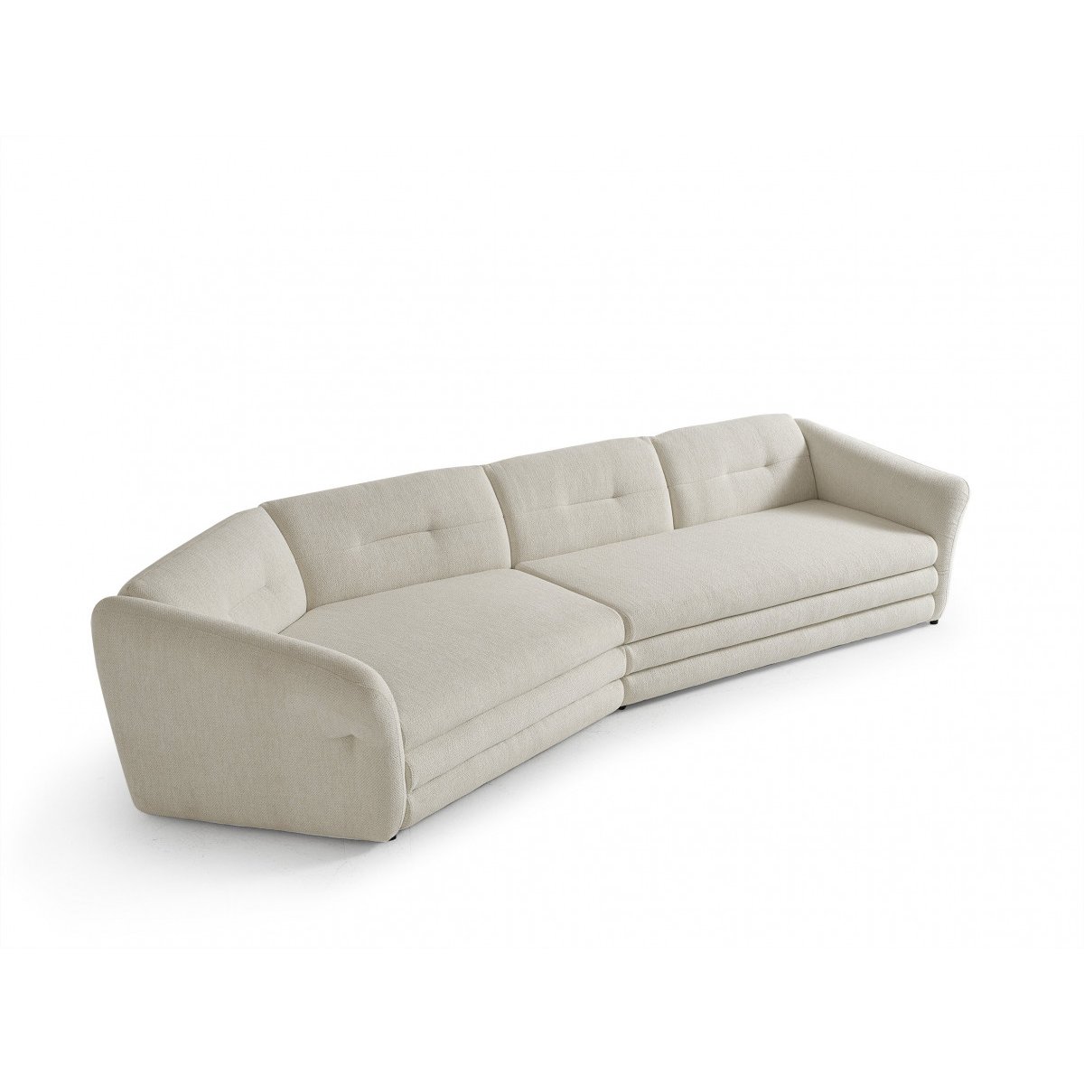 Canapé droit fixe 4 places en tissu chiné, MARBLE beige, BOBOCHIC