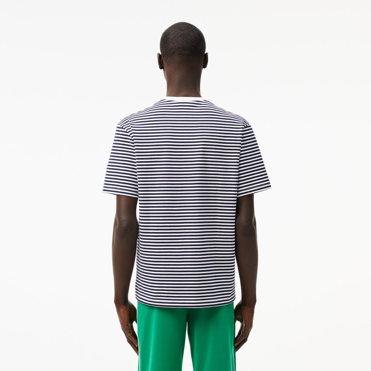 T-shirt coton épais rayé blanc-522, LACOSTE