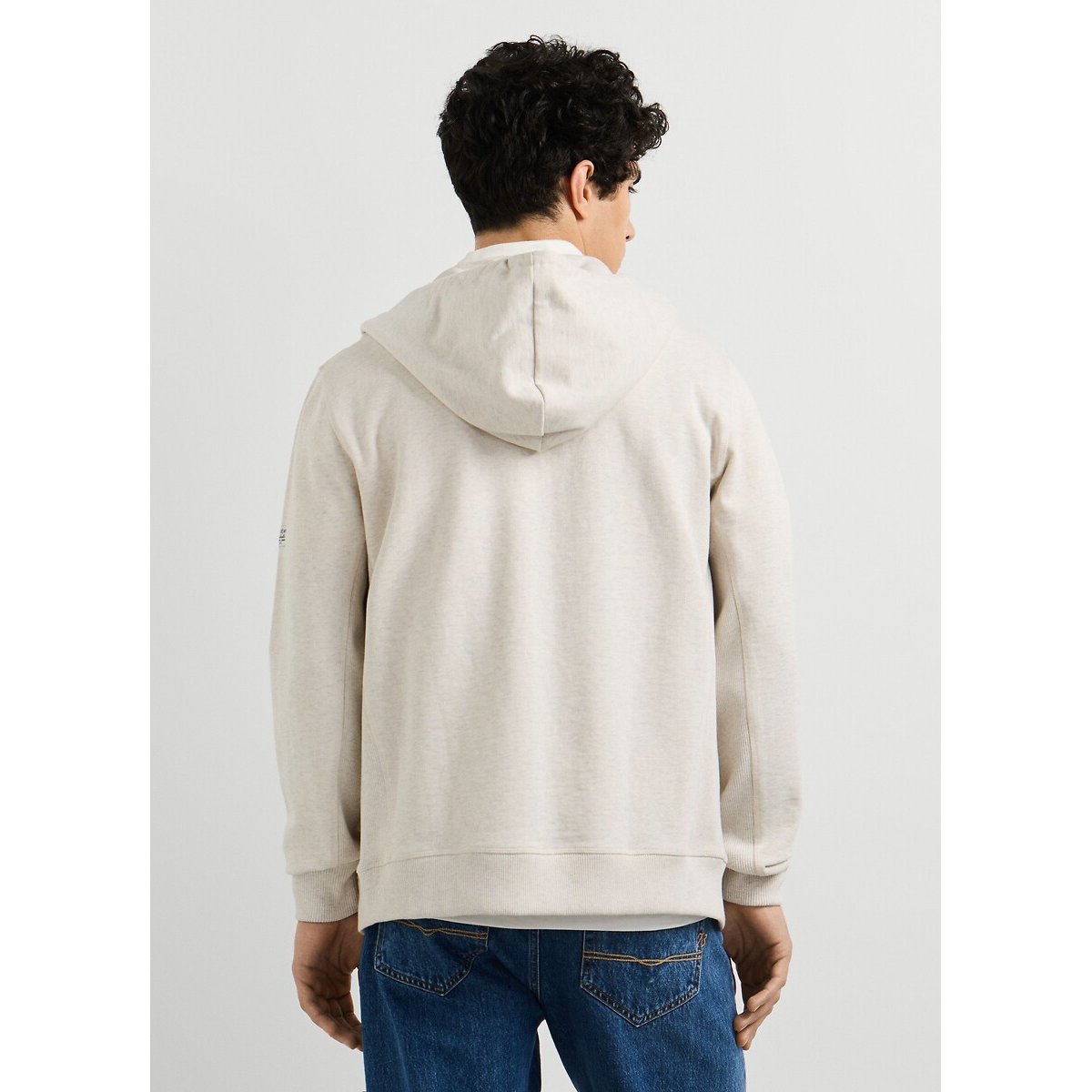 Sweat zippé à capuche col rond ivoire, PEPE JEANS