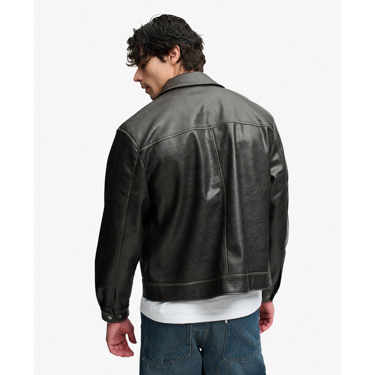 Veste en Simili-Cuir Coupe Décontractée noir, SUPERDRY