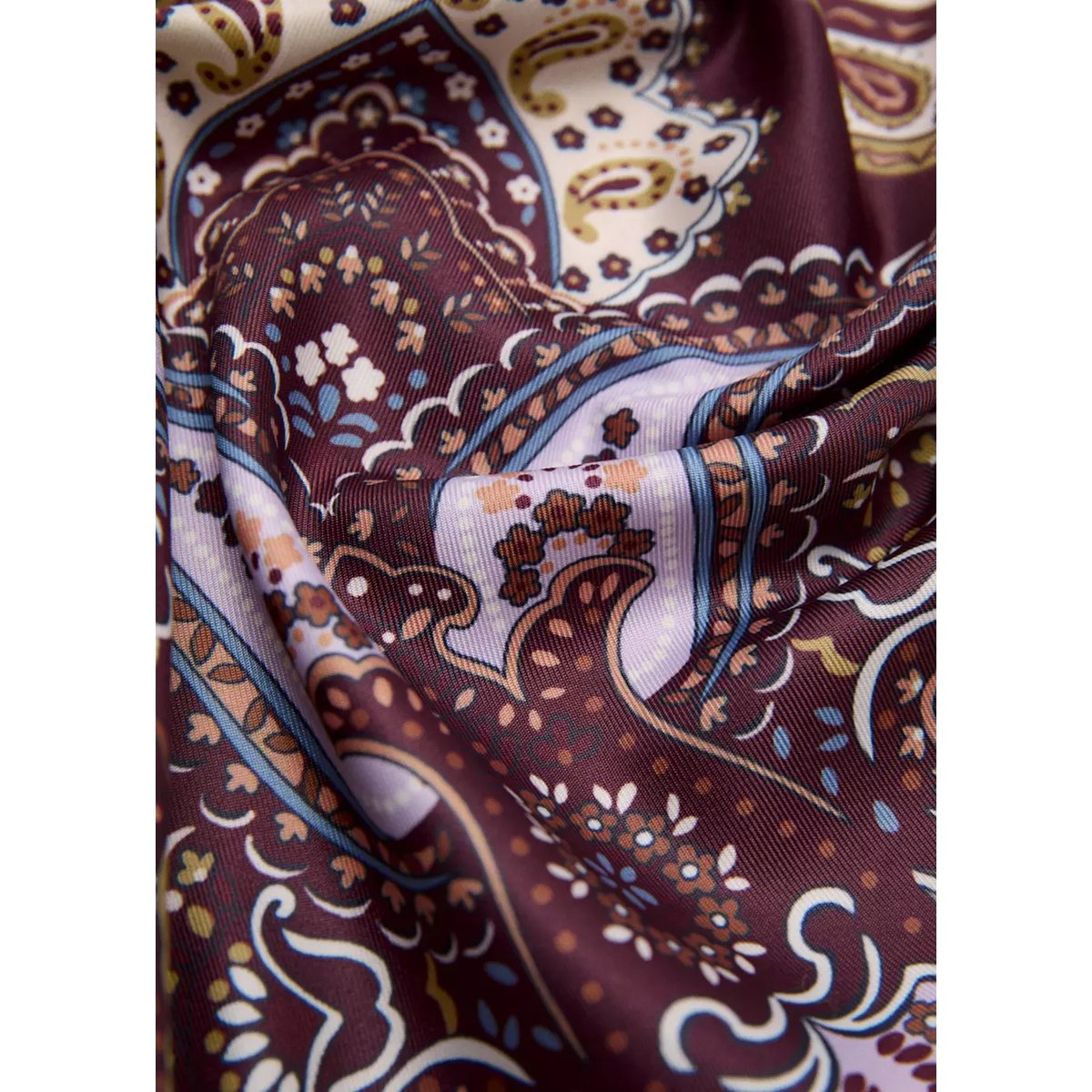 Foulard en imprimé paisley grenat, MANGO