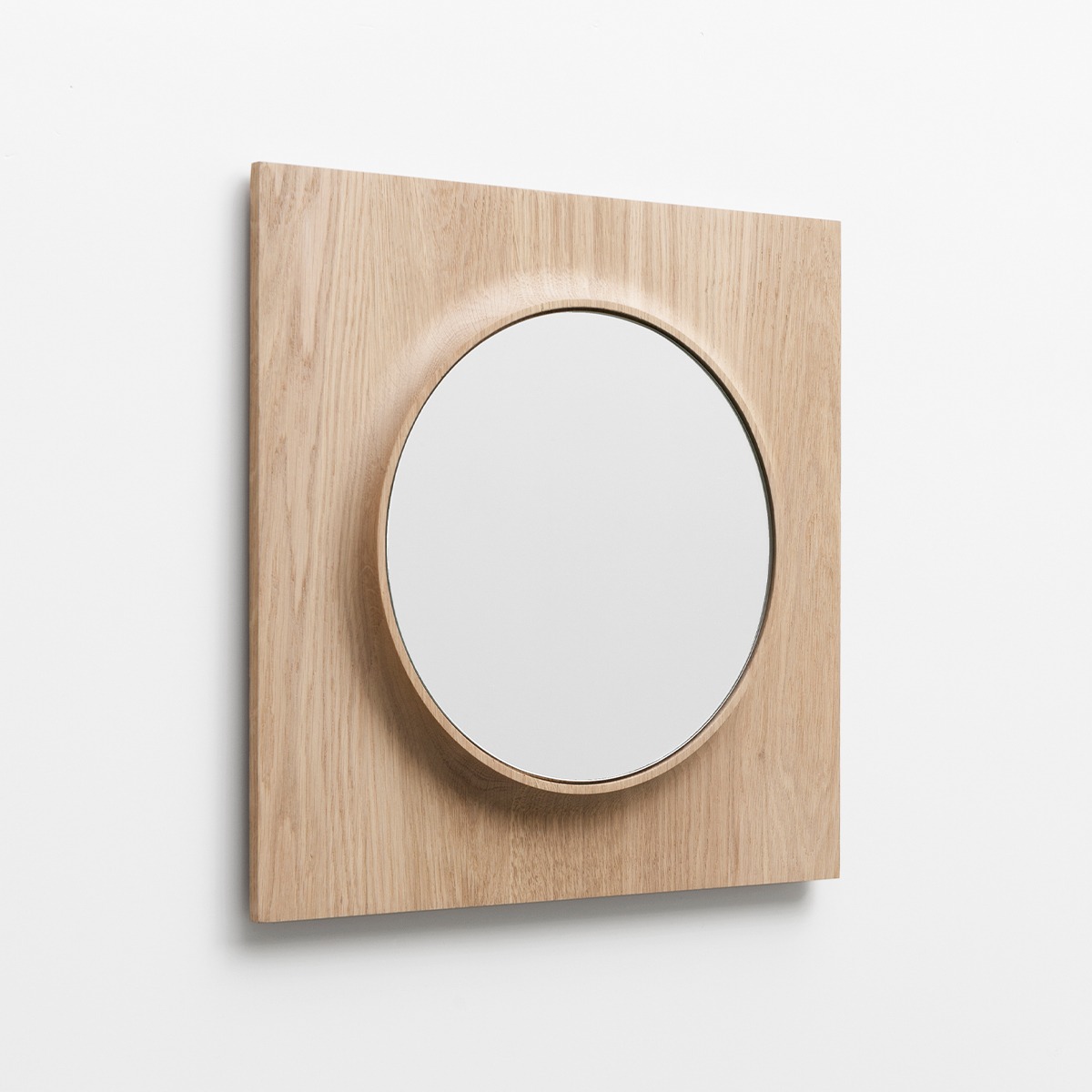 Miroir Circuit Rond en chêne massif bois clair, DRUGEOT MANUFACTURE