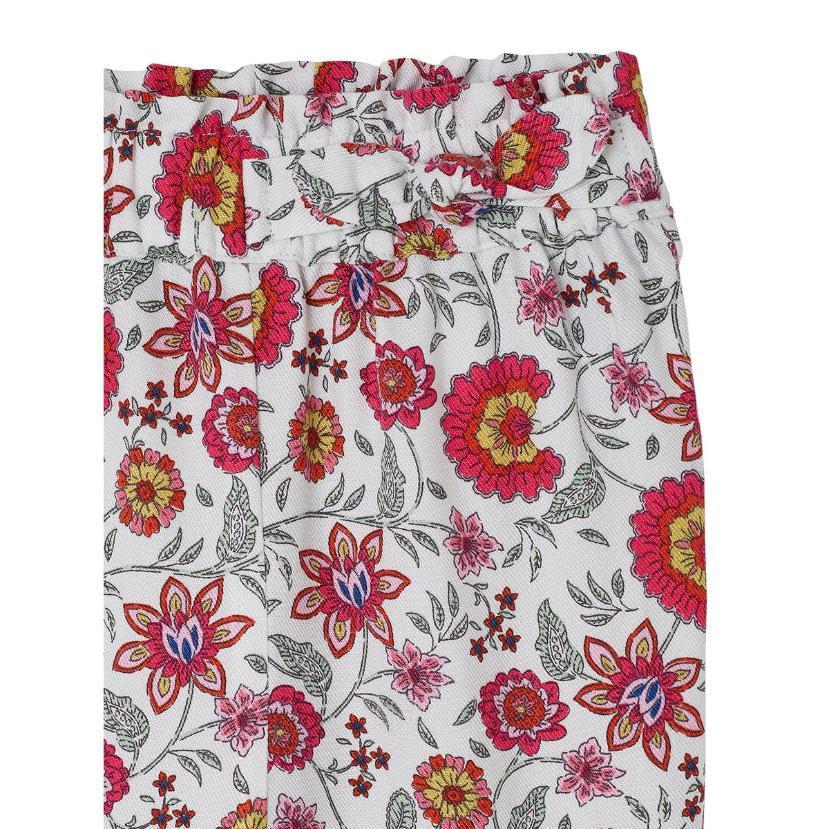 Pantalon fleuri bébé taille élastiquée écru, VERTBAUDET