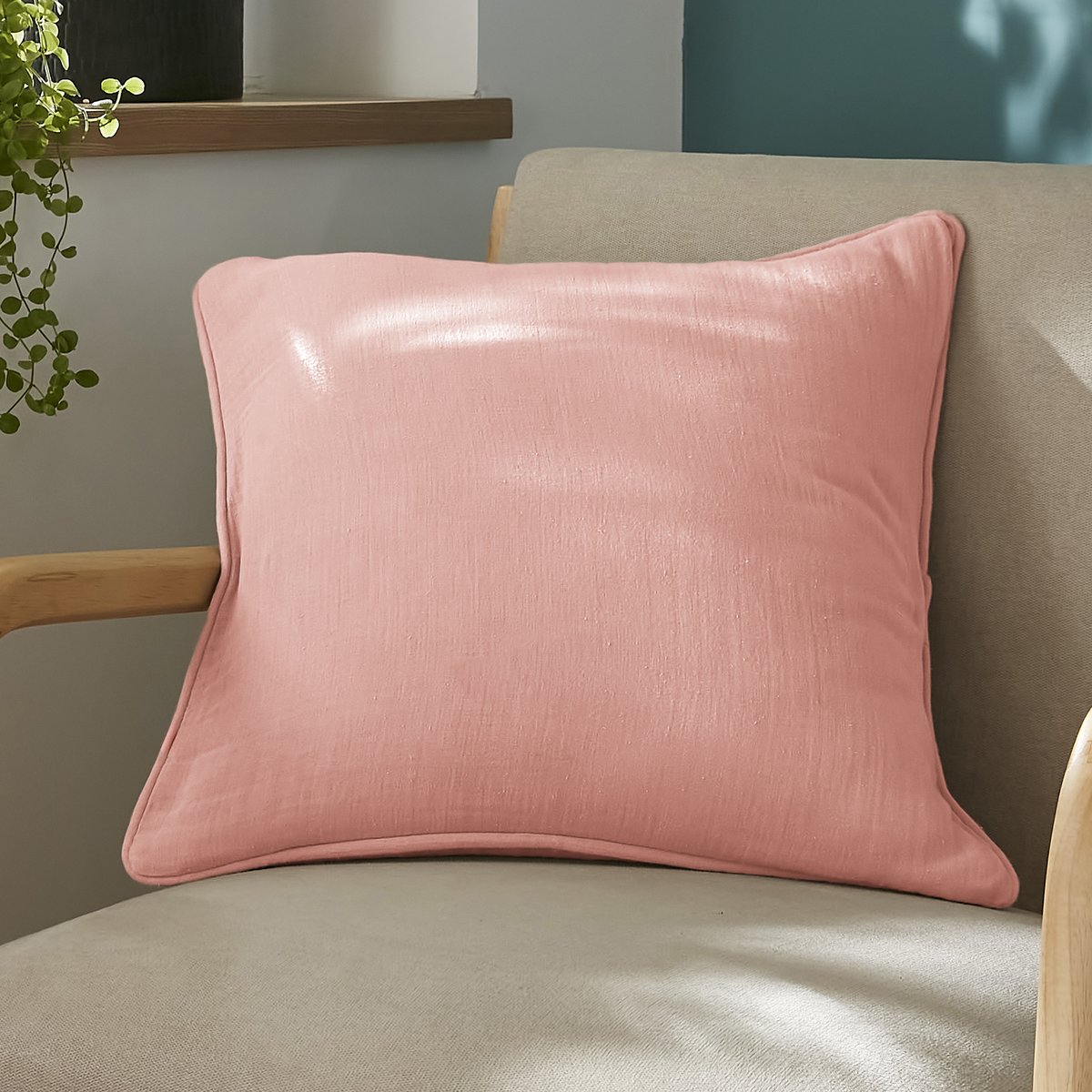 Coussin carré déhoussable 45x45 cm Gaze de Coton Terra Rose Foncé rose foncé, EDEN