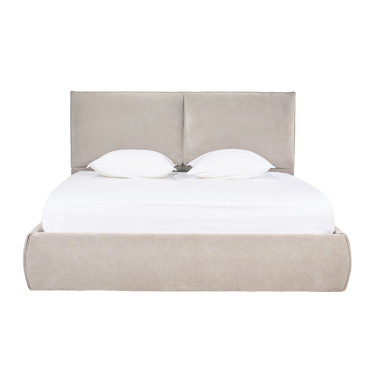 Lit coffre 2 places 160x200 cm en tissu chenille beige VIGO beige, MILIBOO