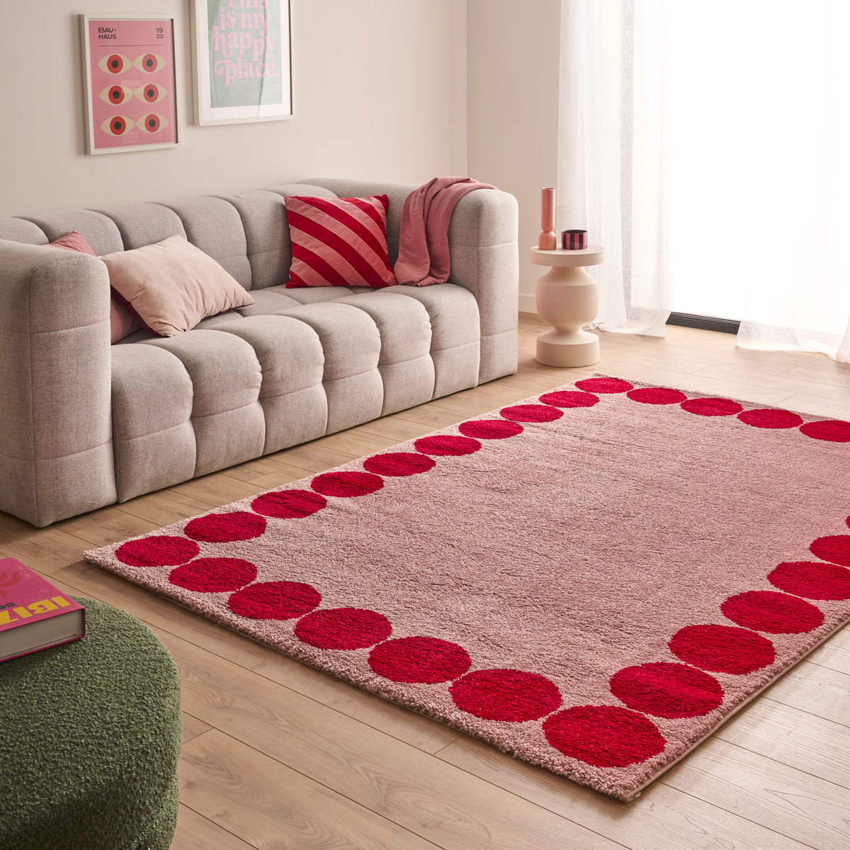 Tapis de salon vintage à poids GROOVY rouge, NAZAR RUGS