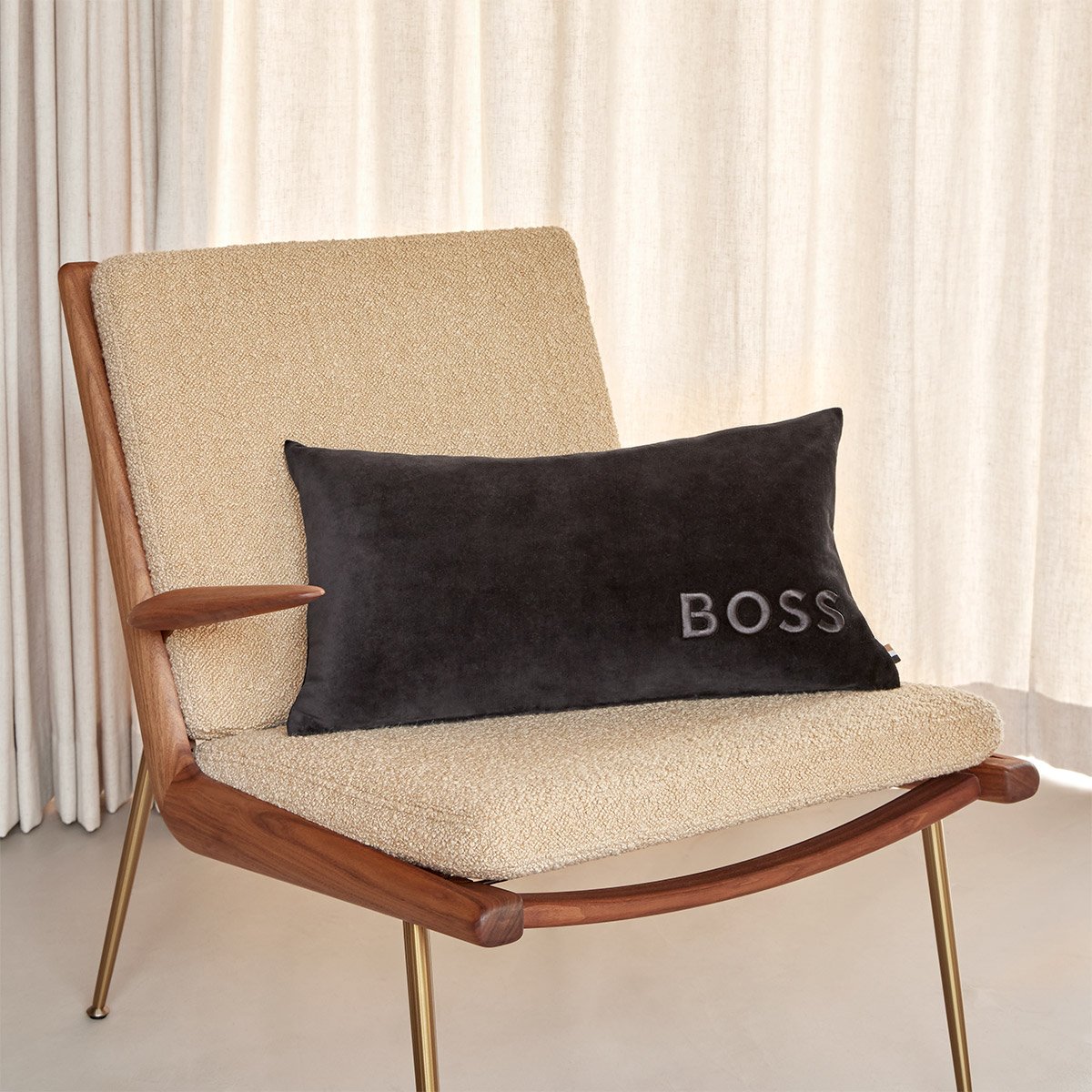 Housse de coussin en coton synthétique noir, BOLD LOGO black, BOSS HOME
