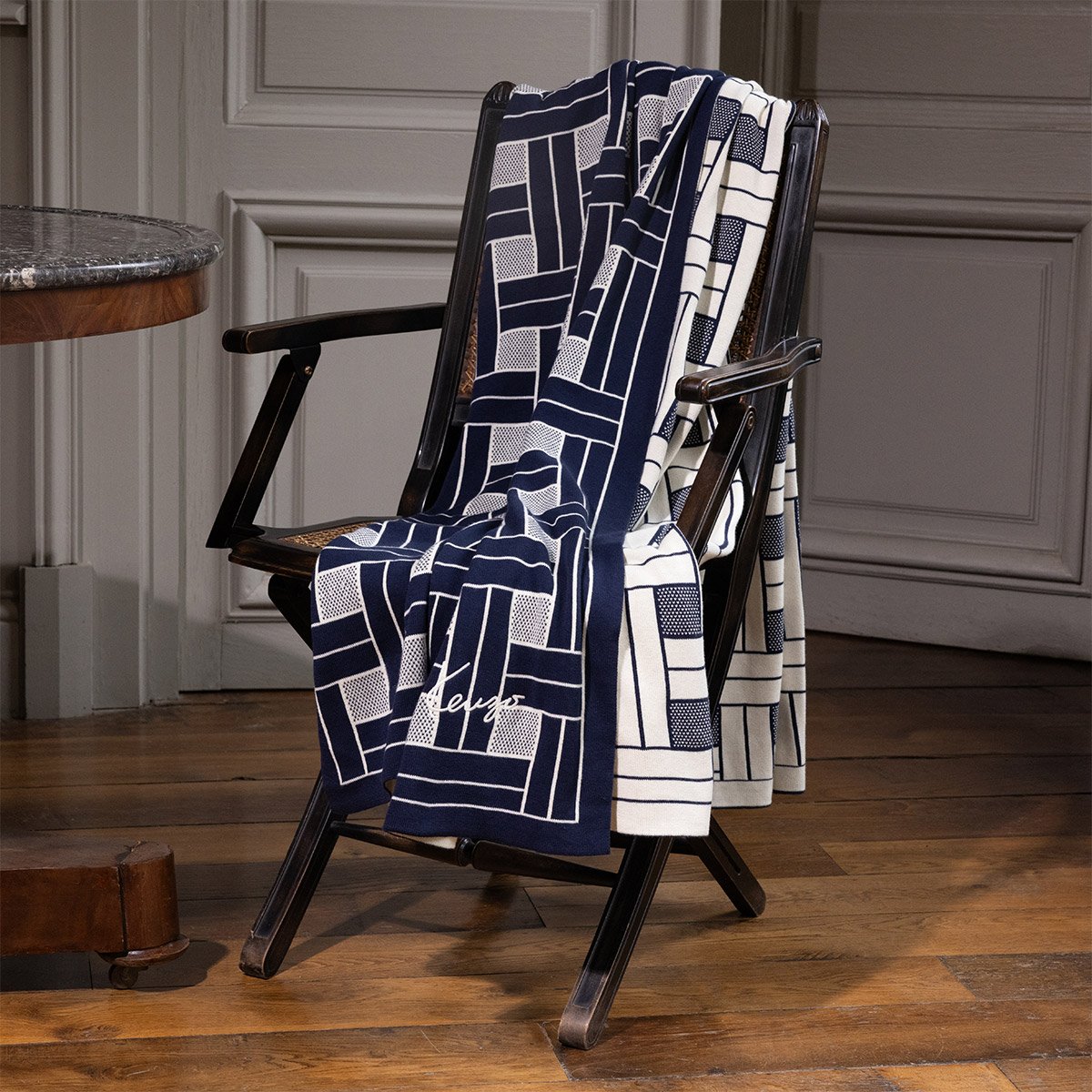 Plaid en coton, K WEAVE marine, KENZO HOME