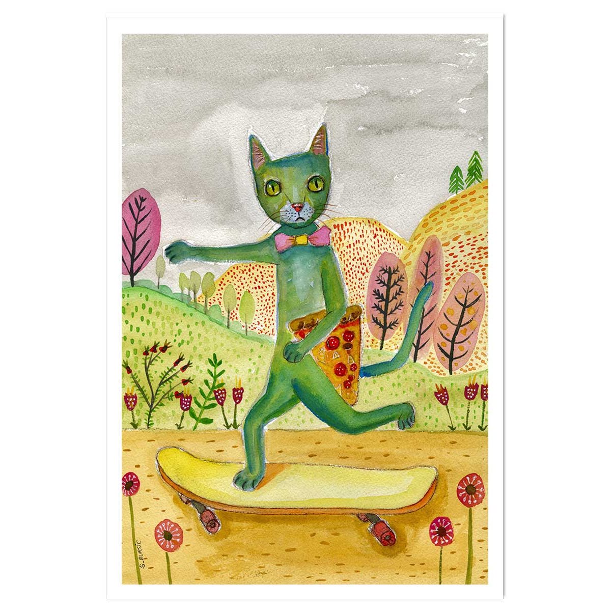 Affiche enfant pizza cat affiche seule, HEXOA