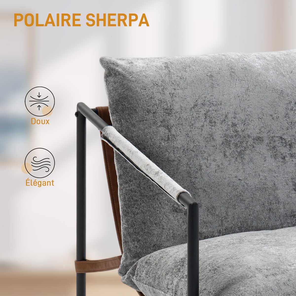Accent Chair Velours imprimé (100 % gris clair, HOMCOM
